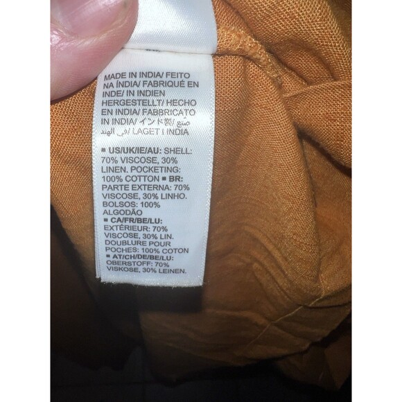 The Drop Blanca Linen Maxi Dress Womens 4X Button-Front V-Neck Golden Orange New - Picture 7 of 13